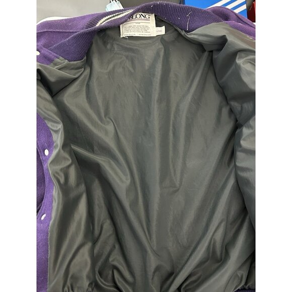 VTG Anaheim Mighty Ducks DeLong 90s Mens LARGE Wool Jacket Snap Button Purple - Picture 10 of 16